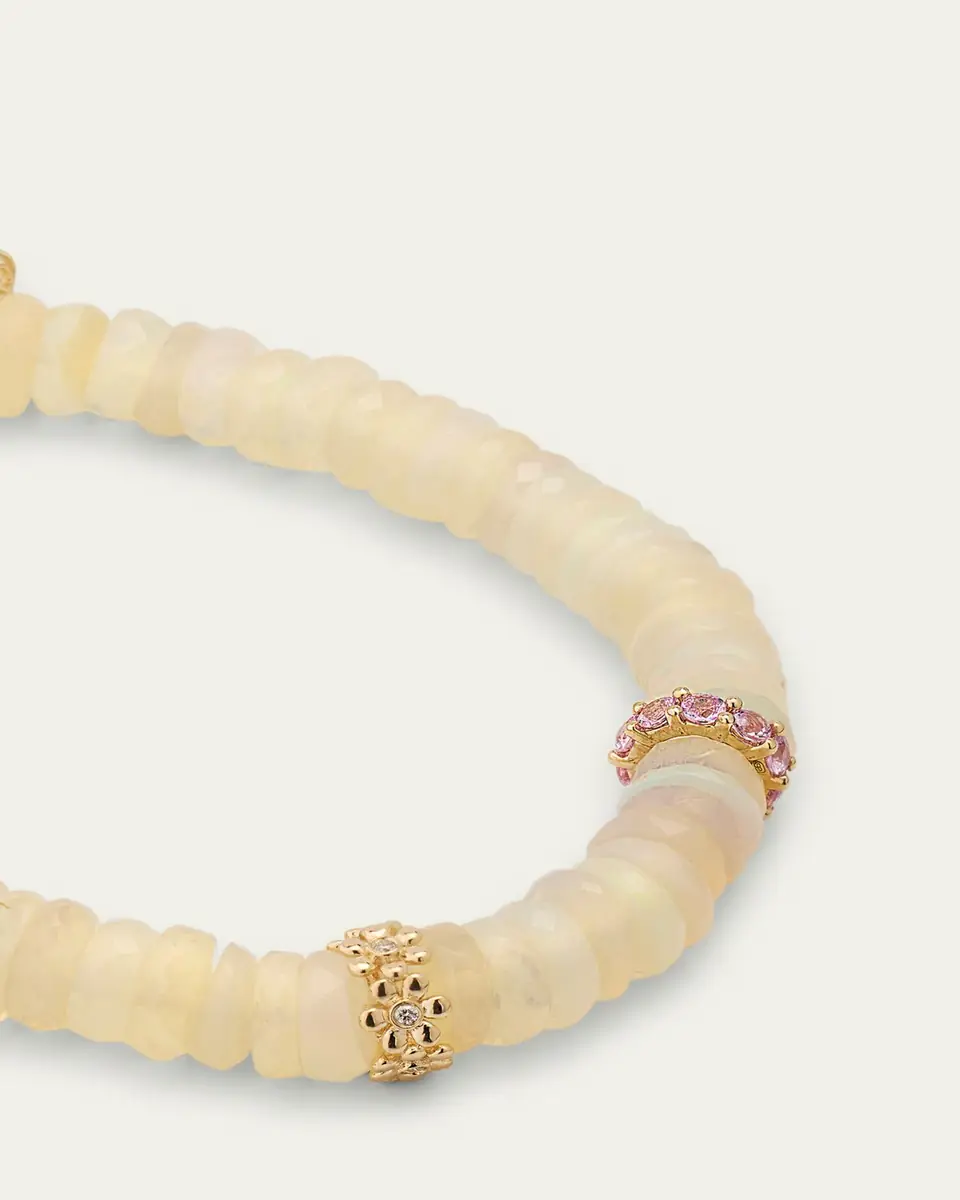 Sydney Evan Cocktail Daisy Rondelle on Ethiopian Beaded Bracelet | Thumbnail 3