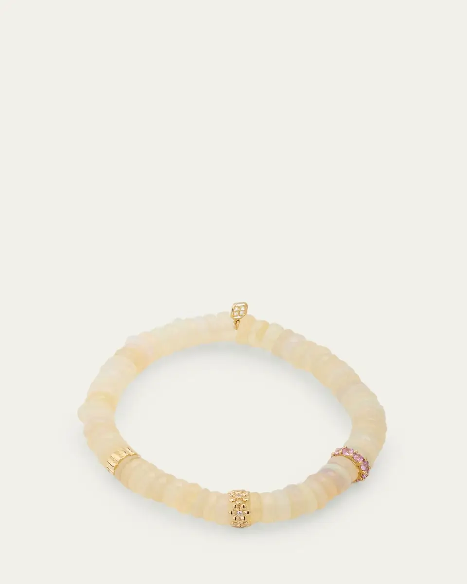 Sydney Evan Cocktail Daisy Rondelle on Ethiopian Beaded Bracelet | Thumbnail 4