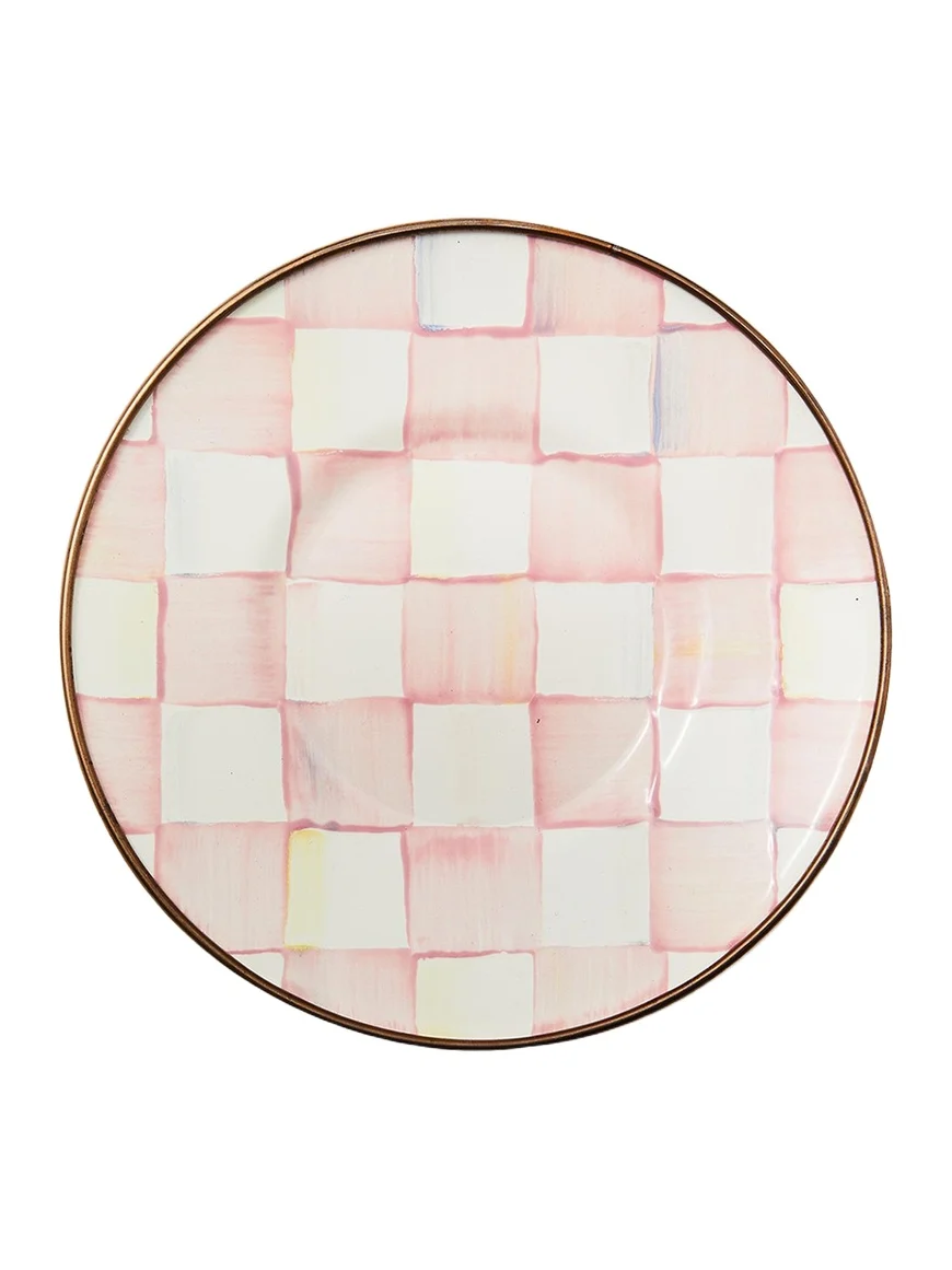 MacKenzie-Childs Rosy Check Enamel Saucer