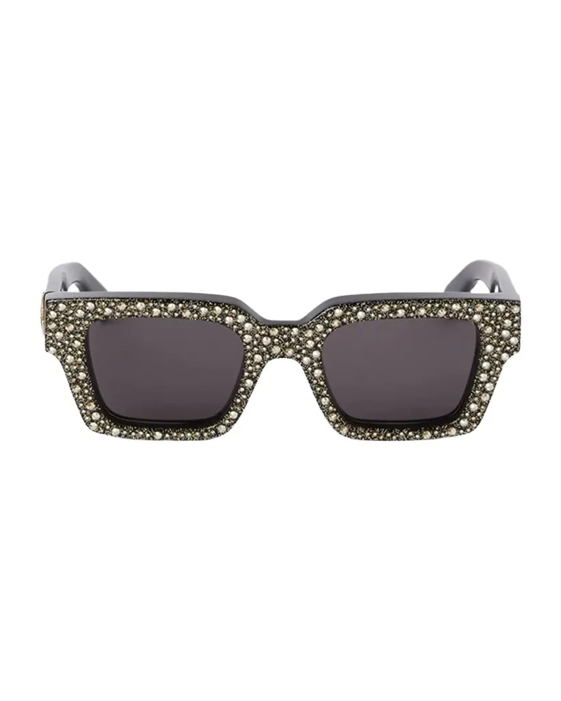 Off-White Virgil Embellished Square Acetate Sunglasses | Image 1 Off-White Virgil Embellished Square Acetate Sunglasses | Image 1