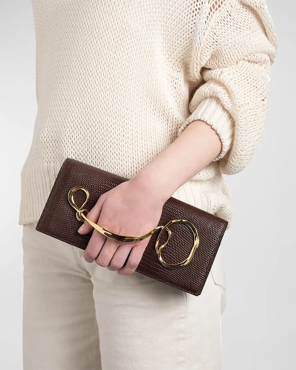 ALEXIS BITTAR Twisted Lizard-Embossed Leather Clutch Bag | Thumbnail 2 ALEXIS BITTAR Twisted Lizard-Embossed Leather Clutch Bag | Thumbnail 2