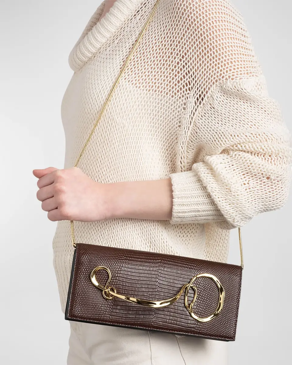 ALEXIS BITTAR Twisted Lizard-Embossed Leather Clutch Bag | Thumbnail 4 ALEXIS BITTAR Twisted Lizard-Embossed Leather Clutch Bag | Thumbnail 4