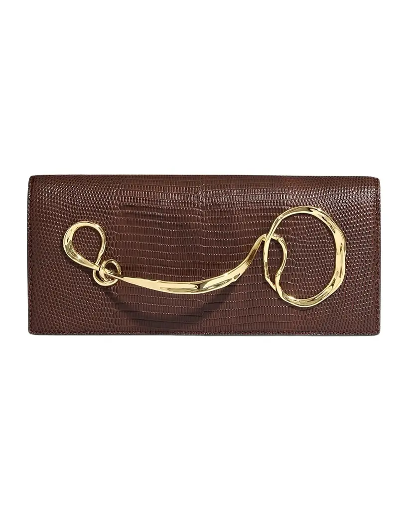 ALEXIS BITTAR Twisted Lizard-Embossed Leather Clutch Bag