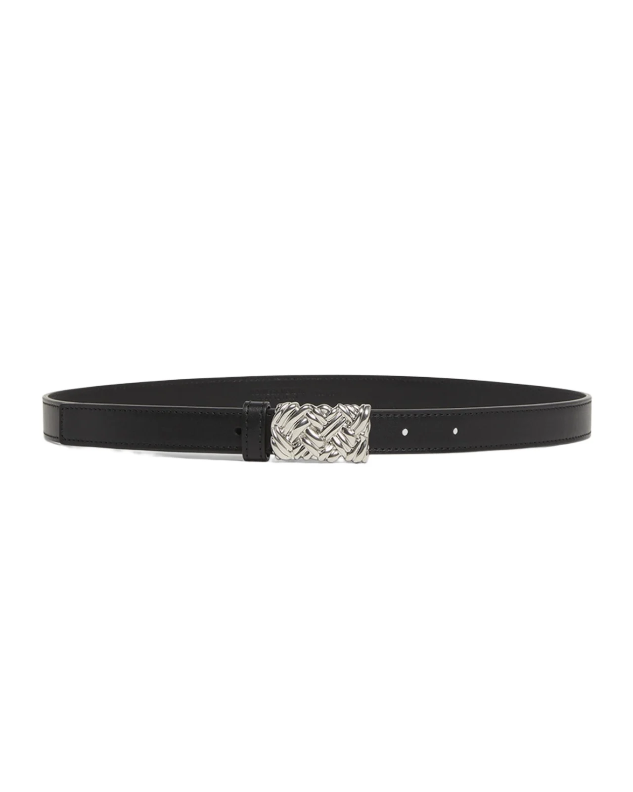 Bottega Veneta Woven Buckled Leather Skinny Belt