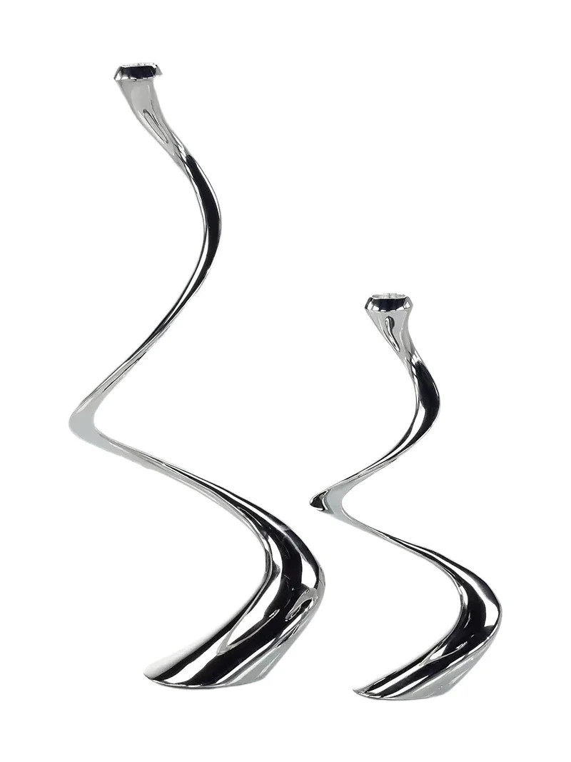 John-Richard Collection Silver Spiral Candleholders, Set of 2