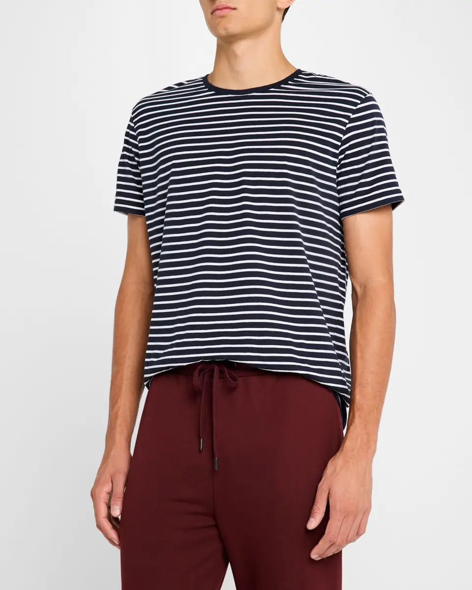 Derek Rose Men's Ryder Horizontal Stripe Crewneck T-Shirt | Thumbnail 4 Derek Rose Men's Ryder Horizontal Stripe Crewneck T-Shirt | Thumbnail 4