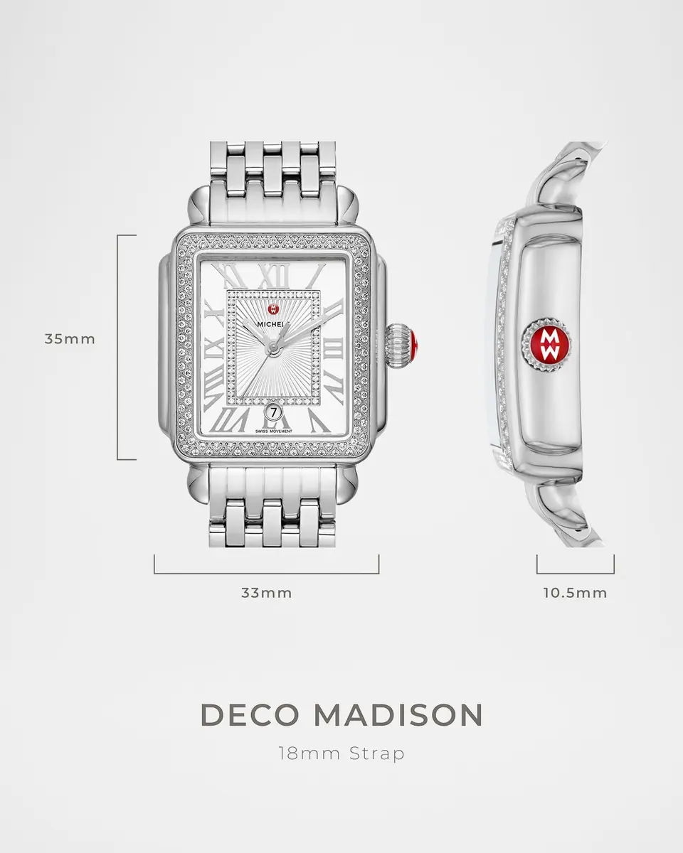 Michele Deco Madison Mid Noir Diamond Dial Two-Tone Bracelet Watch | Thumbnail 4 Michele Deco Madison Mid Noir Diamond Dial Two-Tone Bracelet Watch | Thumbnail 4