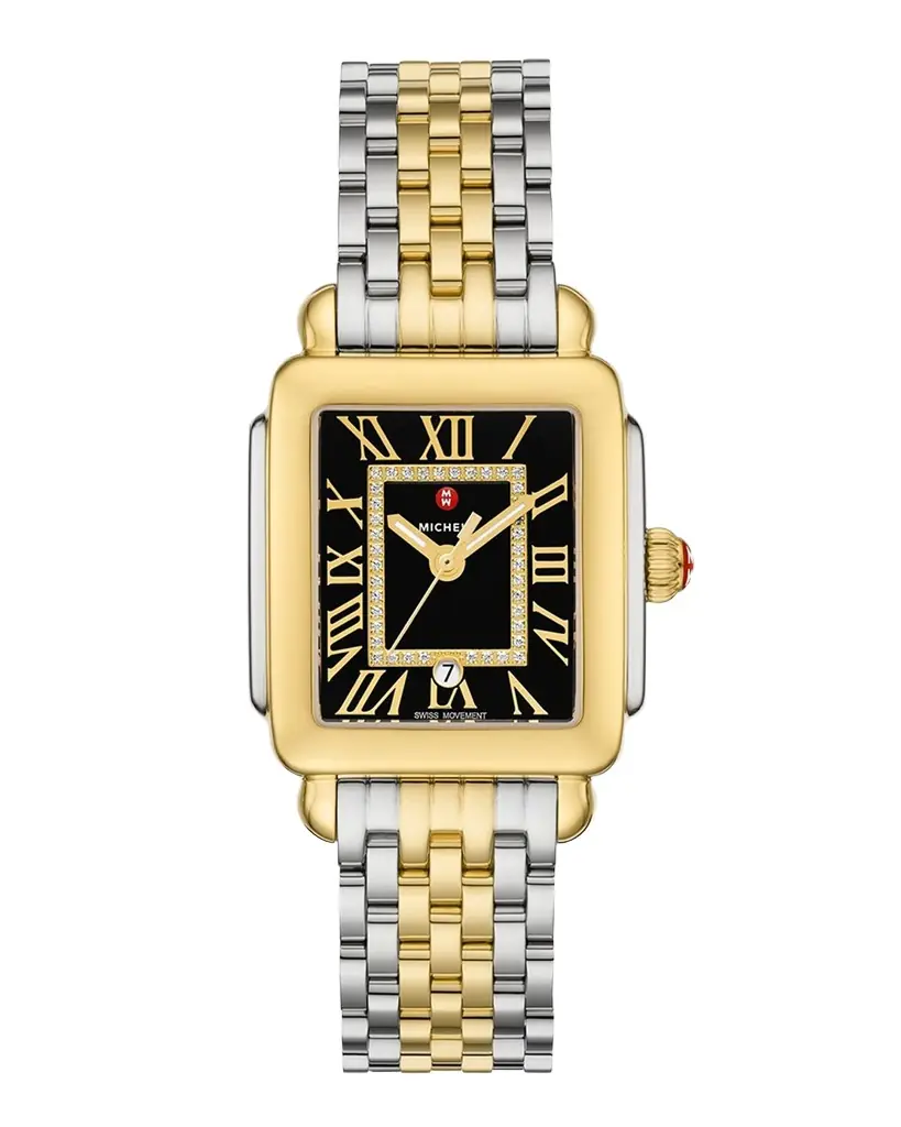 Deco Madison Mid Noir Diamond Dial Two-Tone Bracelet Watch Deco Madison Mid Noir Diamond Dial Two-Tone Bracelet Watch