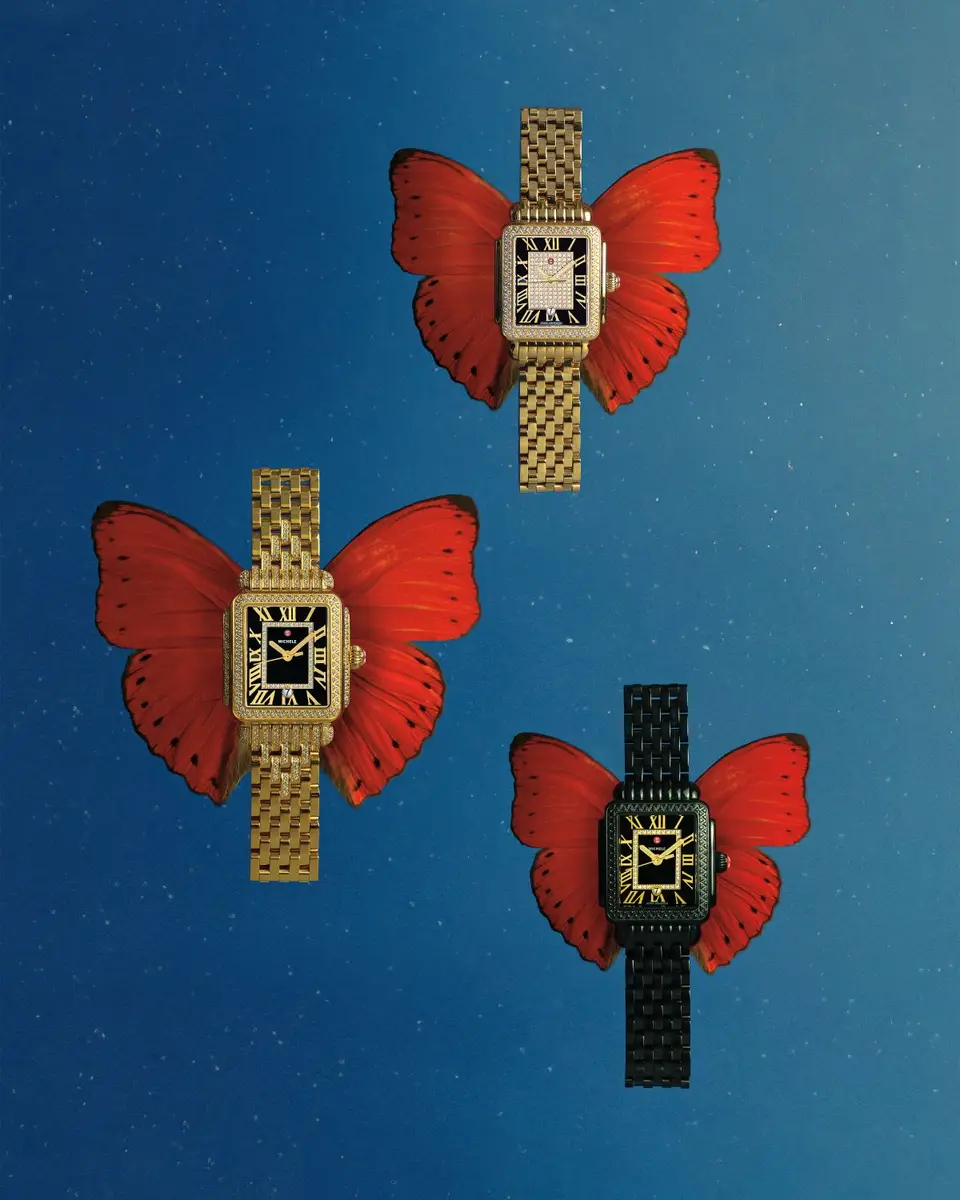 Michele Deco Madison Mid Noir Diamond Dial Gold Bracelet Watch | Thumbnail 3 Michele Deco Madison Mid Noir Diamond Dial Gold Bracelet Watch | Thumbnail 3