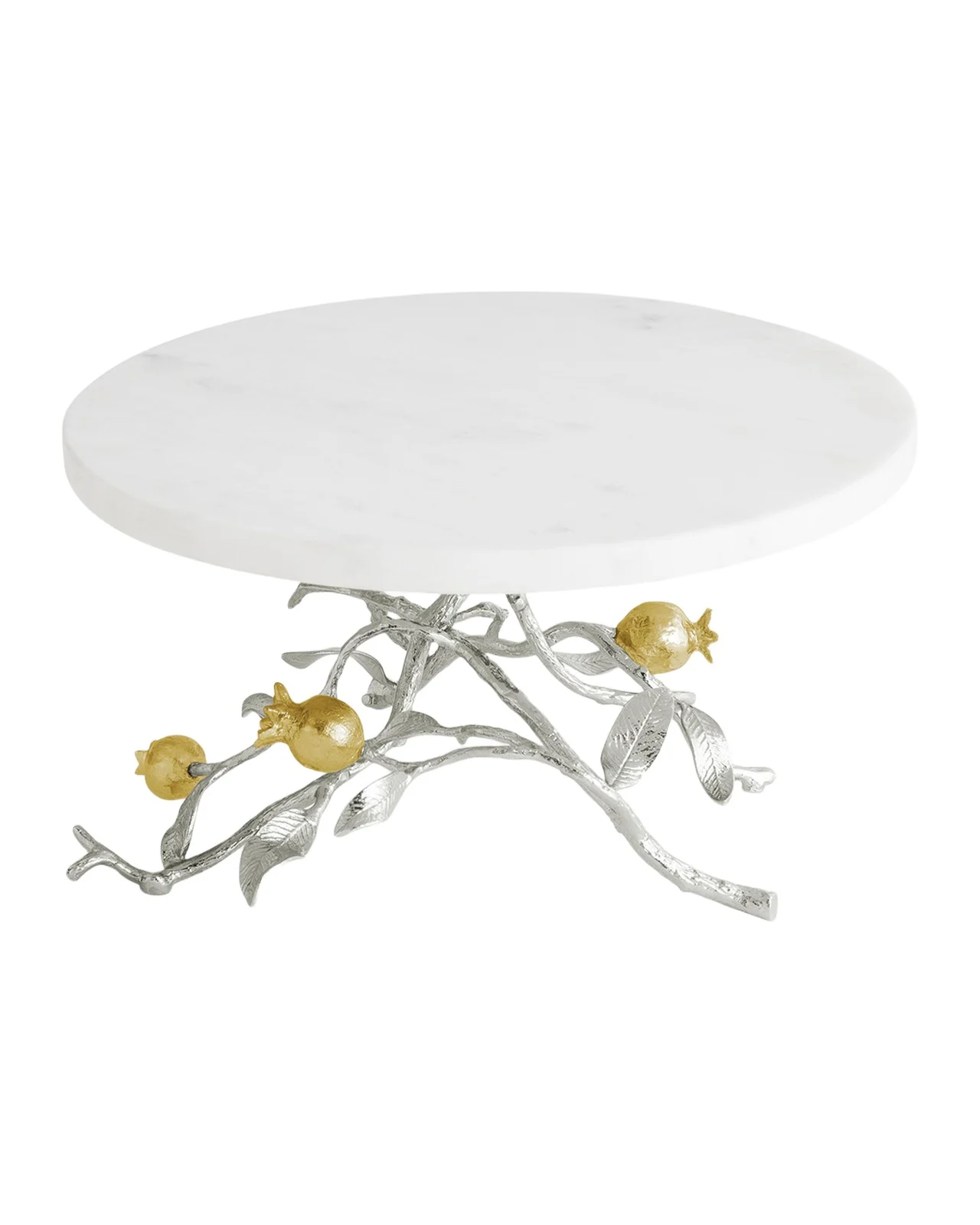 Michael Aram Pomegranate Silver & Gold Cake Stand with 24K Goldplate