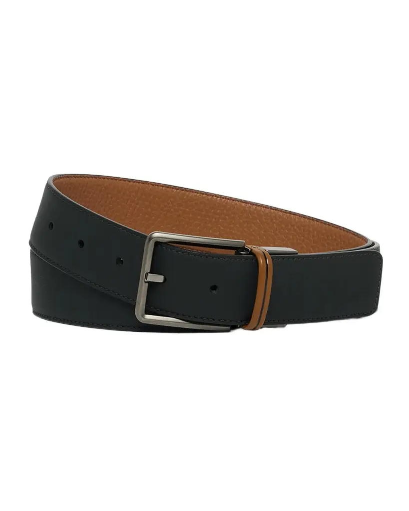 ZEGNA Men's Signifier Stripe Reversible Leather Belt | Image 1 ZEGNA Men's Signifier Stripe Reversible Leather Belt | Image 1