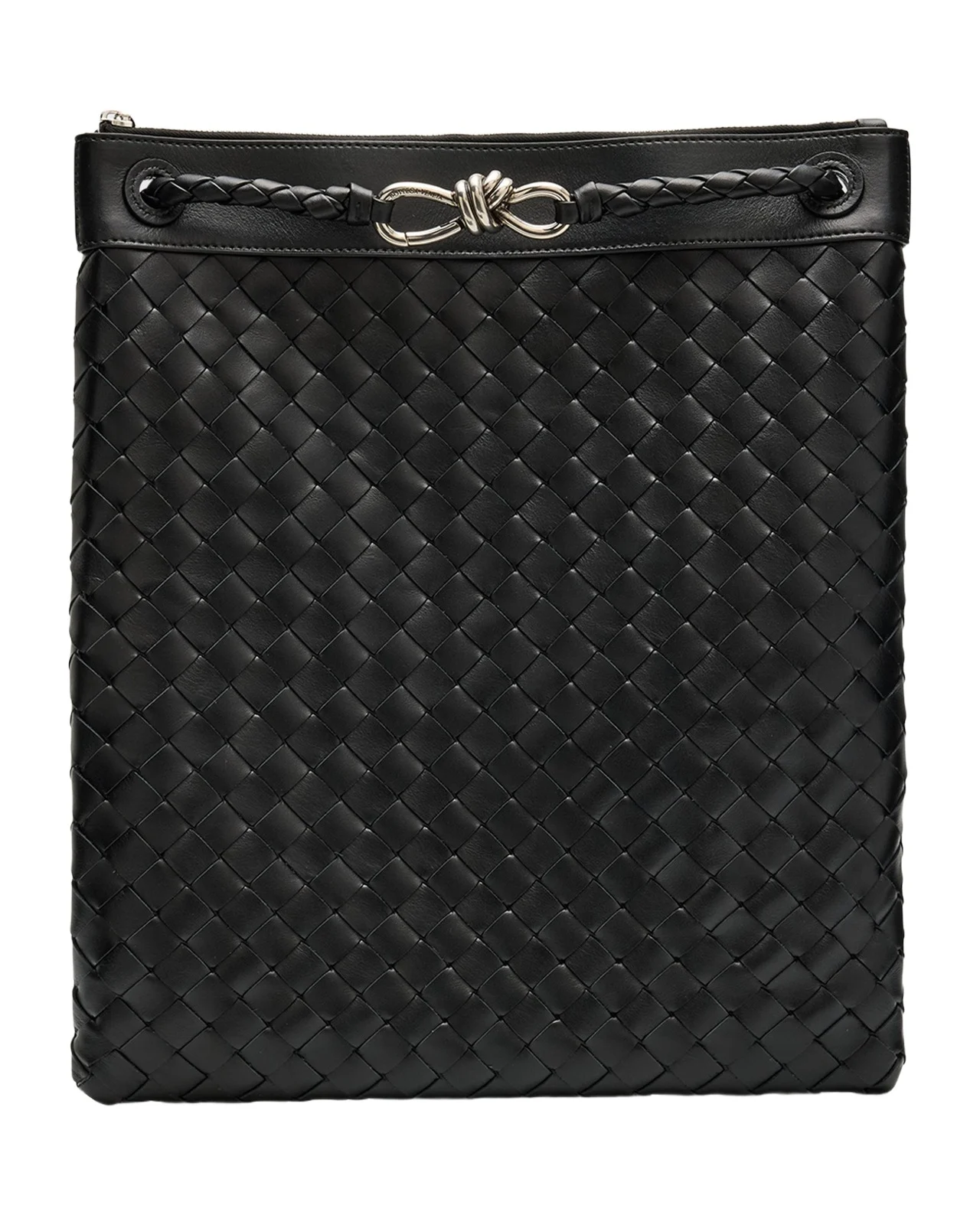 Men's Andiamo Intrecciato Leather Flat Messenger Bag