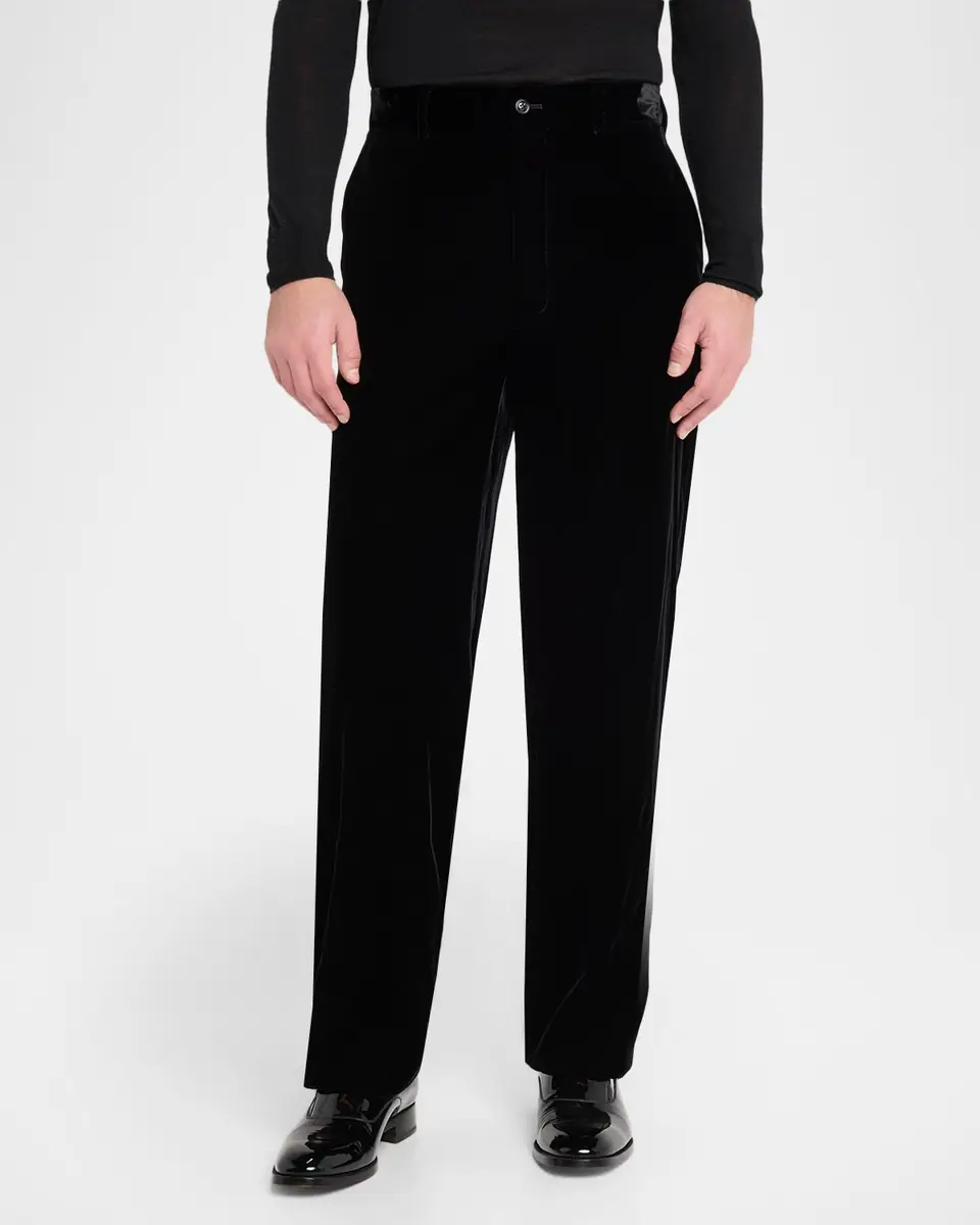 Giorgio Armani Men's Tapered Velvet Trousers | Thumbnail 3 Giorgio Armani Men's Tapered Velvet Trousers | Thumbnail 3
