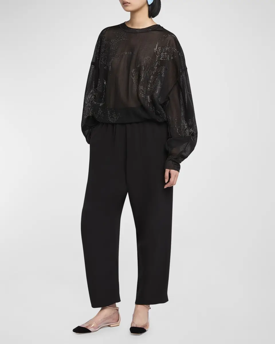 Giorgio Armani Sheer Jersey Blouse with Swarovski Details | Thumbnail 2 Giorgio Armani Sheer Jersey Blouse with Swarovski Details | Thumbnail 2