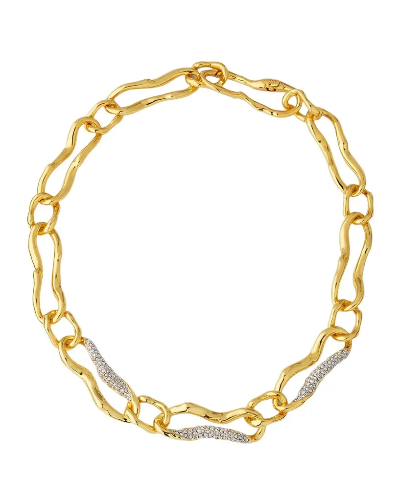 ALEXIS BITTAR Brut Gold Curved Link Necklace, 18"L | Image 1 ALEXIS BITTAR Brut Gold Curved Link Necklace, 18"L | Image 1