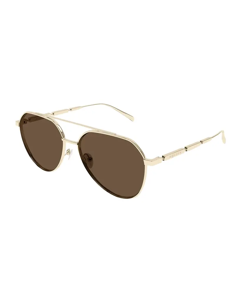 Alexander McQueen Men's AM0478SM Metal Aviator Sunglasses | Image 1 Alexander McQueen Men's AM0478SM Metal Aviator Sunglasses | Image 1