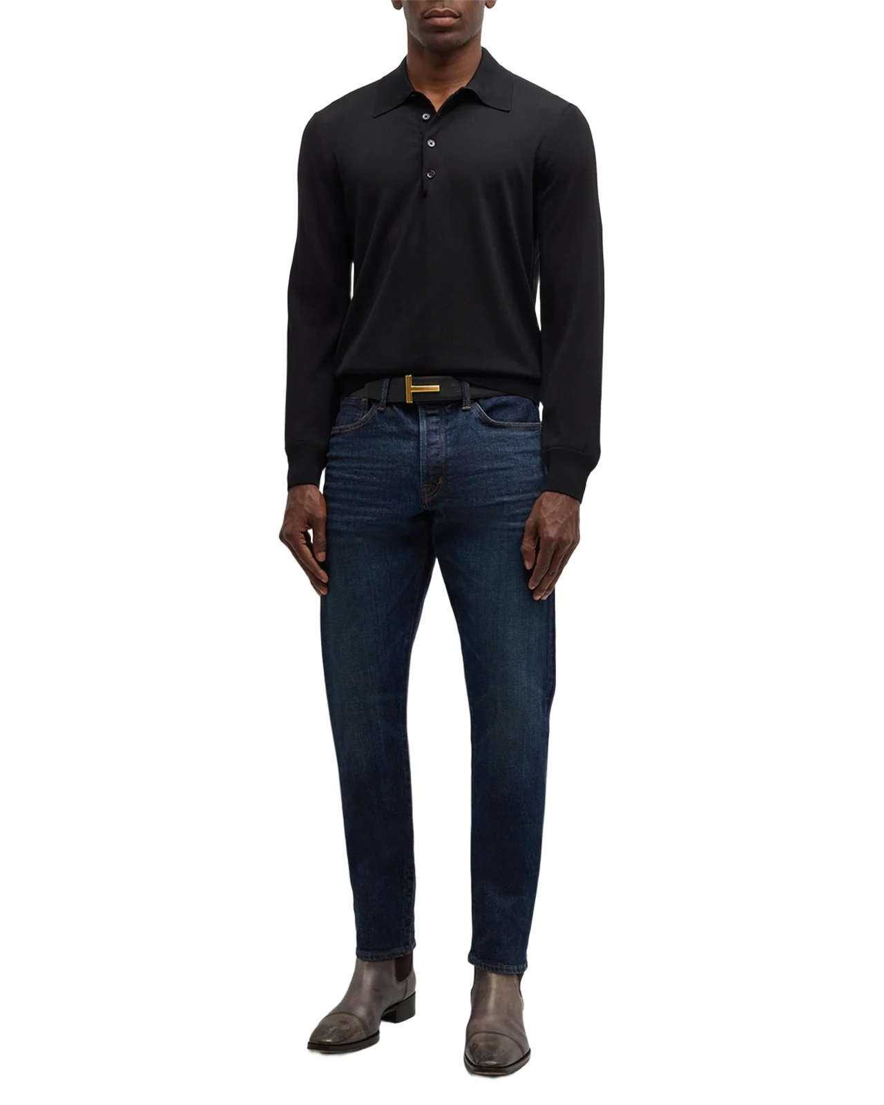 Men's Fine-Gauge Wool Polo Sweater Men's Fine-Gauge Wool Polo Sweater