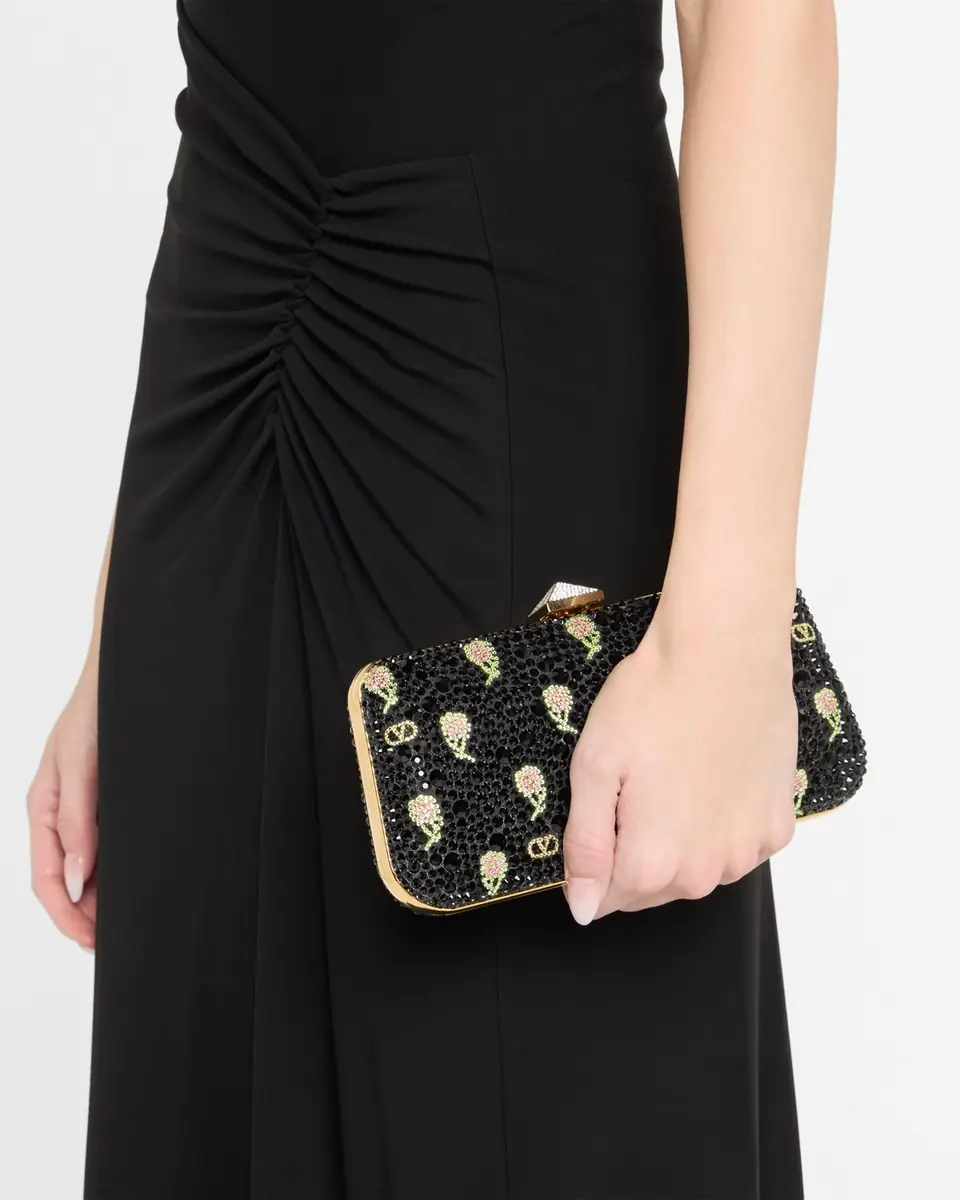 Valentino Garavani Carry Secrets VLOGO Flower Crystals Minaudiere | Thumbnail 2 Valentino Garavani Carry Secrets VLOGO Flower Crystals Minaudiere | Thumbnail 2