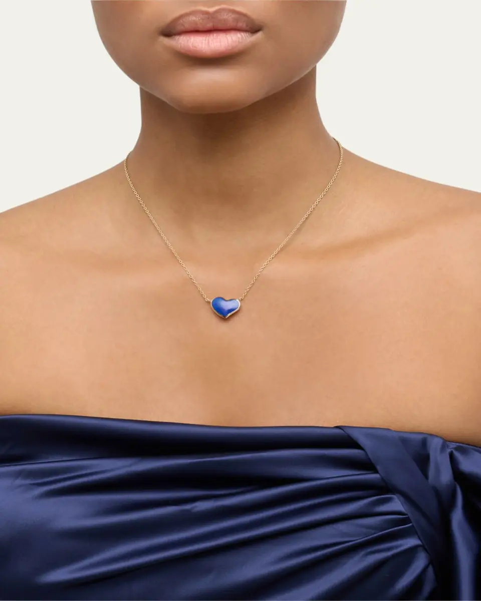 Jan Leslie Single Heart Gemstone Pendant Necklace, 18"L | Thumbnail 2 Jan Leslie Single Heart Gemstone Pendant Necklace, 18"L | Thumbnail 2