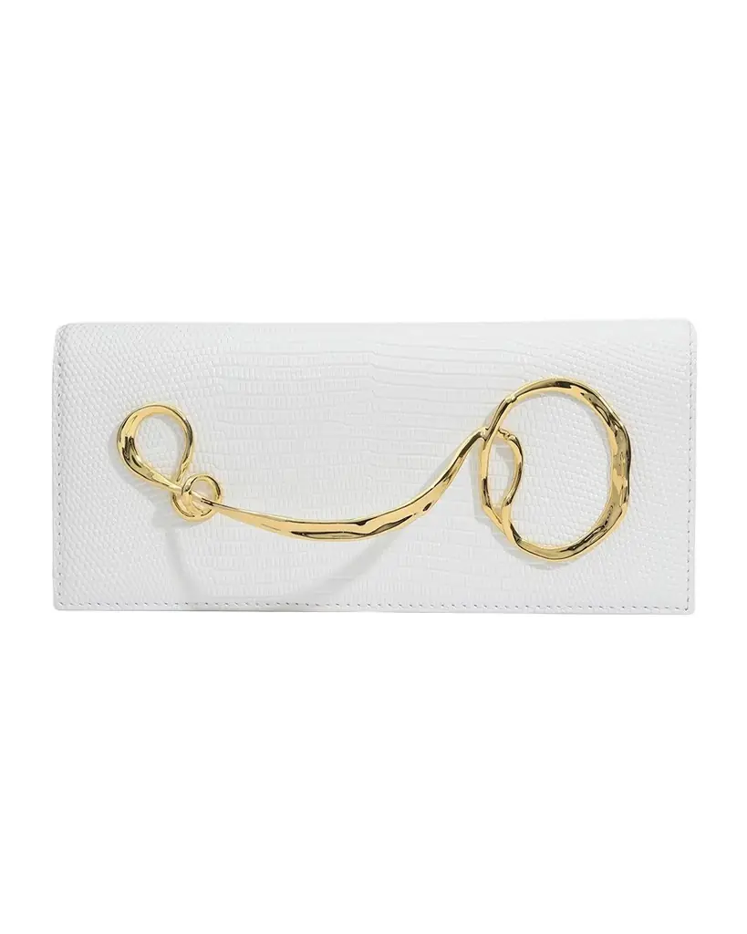 ALEXIS BITTAR Lizard-Embossed Leather Clutch Bag with Side Handle