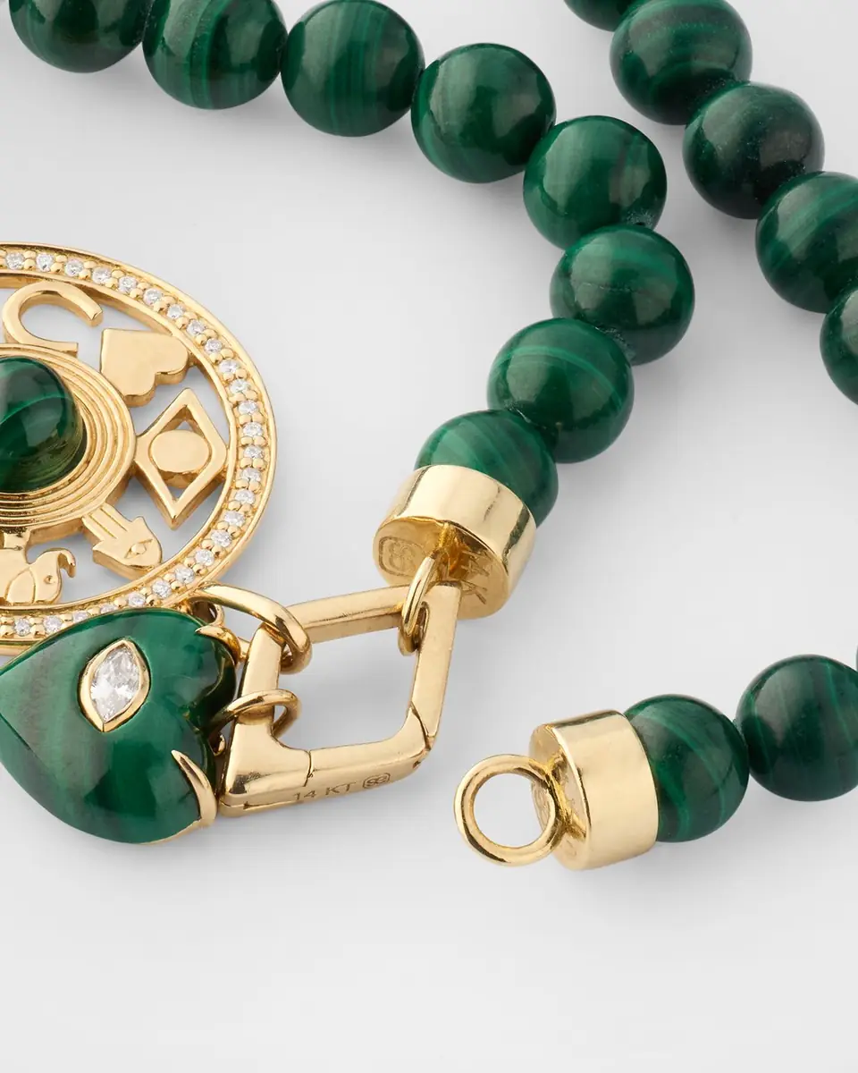 Sydney Evan Malachite Open Icon and Carved Heart Necklace | Thumbnail 3
