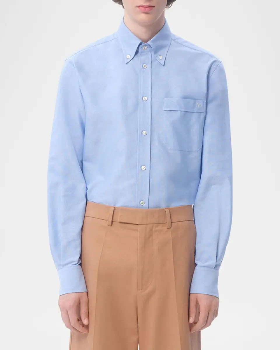 Valentino Garavani Men's VLogo Oxford Sport Shirt | Thumbnail 2