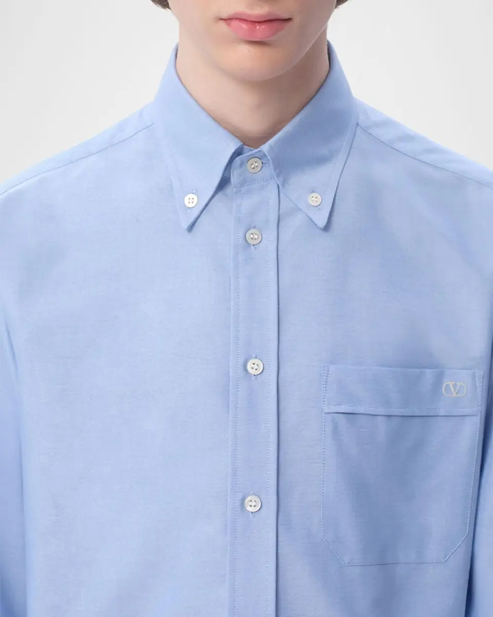 Valentino Garavani Men's VLogo Oxford Sport Shirt | Thumbnail 5