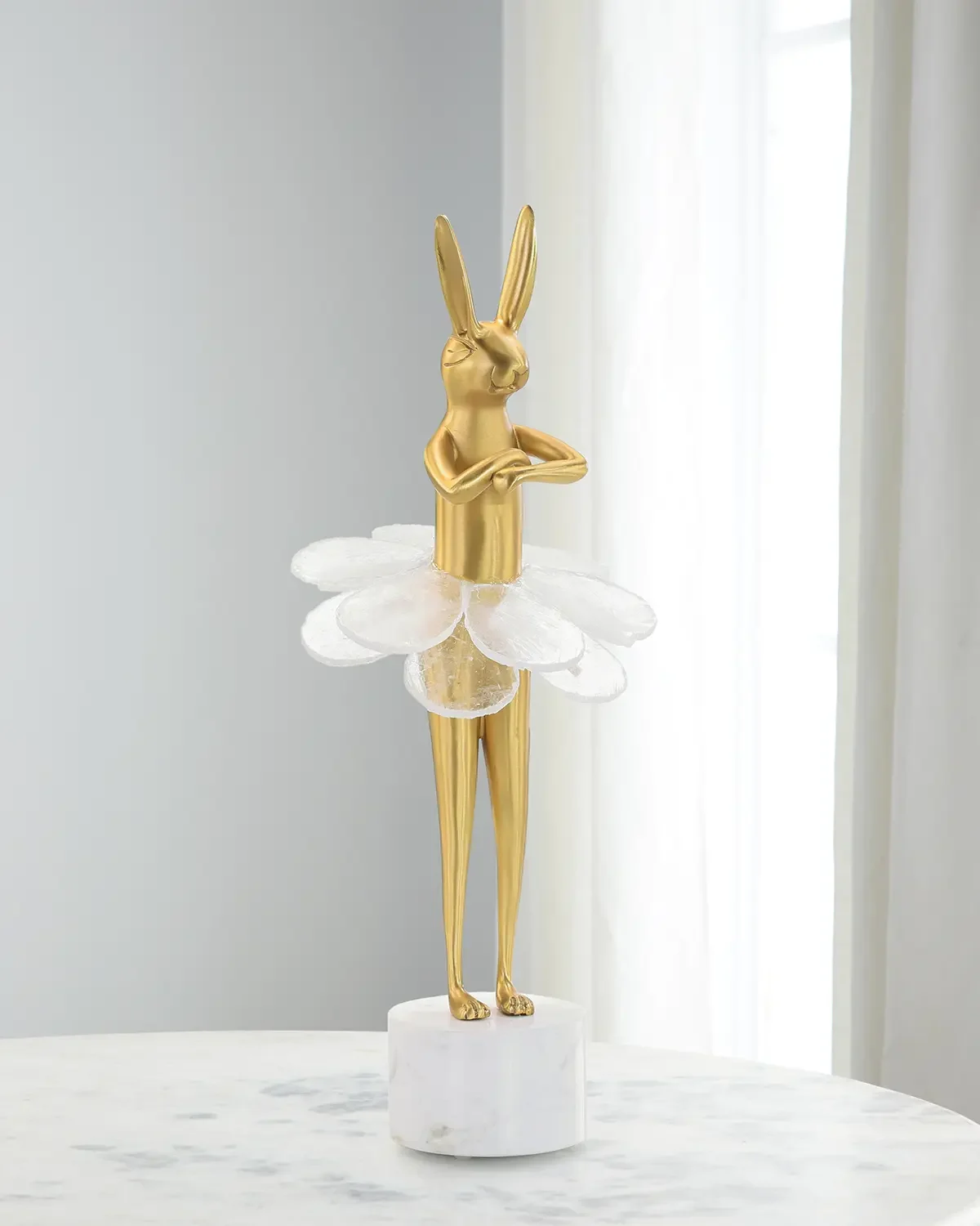 John-Richard Collection Ballerina Bunny Sculpture on Marble Base I