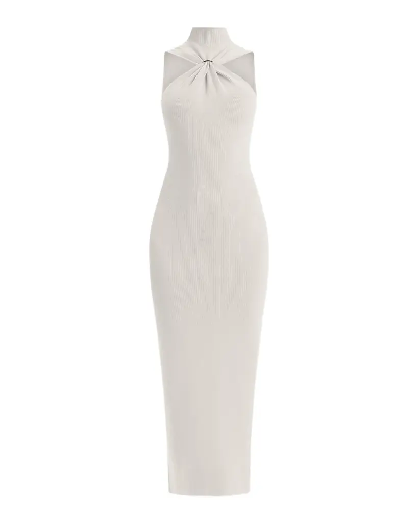 Hervé Léger Angelica Gathered Turtleneck Sleeveless Rib Gown | Image 1 Hervé Léger Angelica Gathered Turtleneck Sleeveless Rib Gown | Image 1