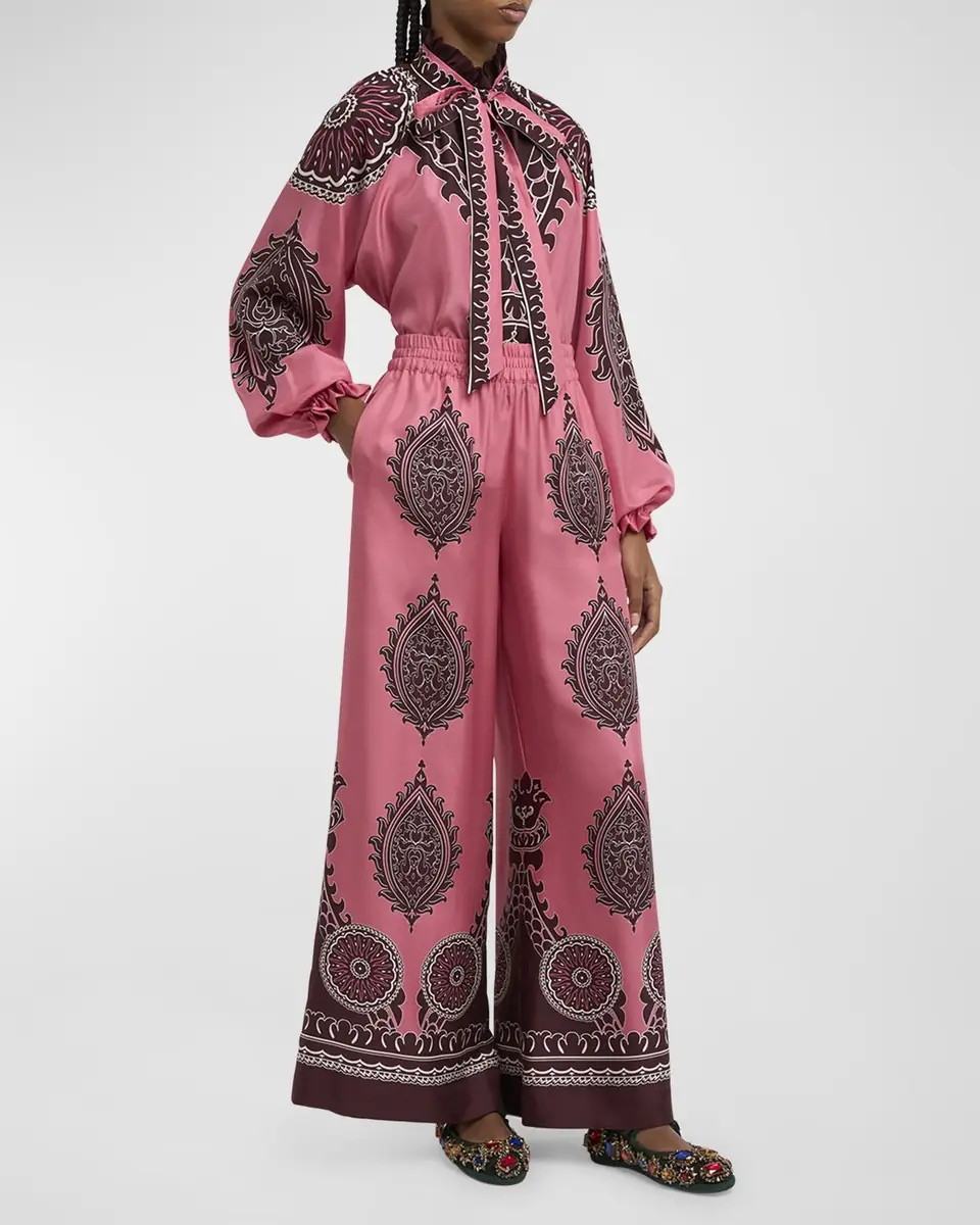 La DoubleJ Silk Wide-Leg Pull-On Palazzo Pants | Thumbnail 2