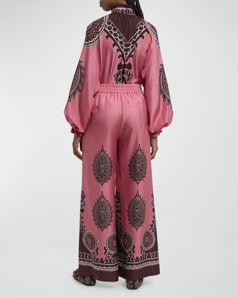 La DoubleJ Silk Wide-Leg Pull-On Palazzo Pants | Thumbnail 6