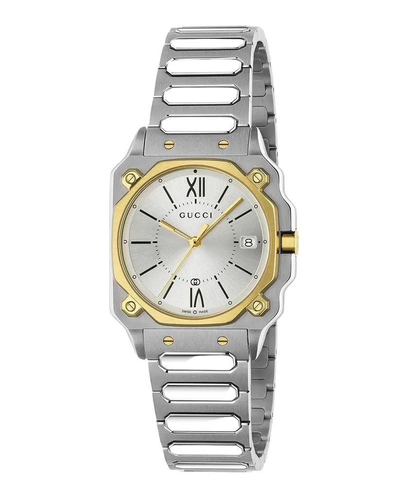 Gucci Two-Tone Stainless Steel G-Flat 30mm Bracelet Watch | Image 1 Gucci Two-Tone Stainless Steel G-Flat 30mm Bracelet Watch | Image 1