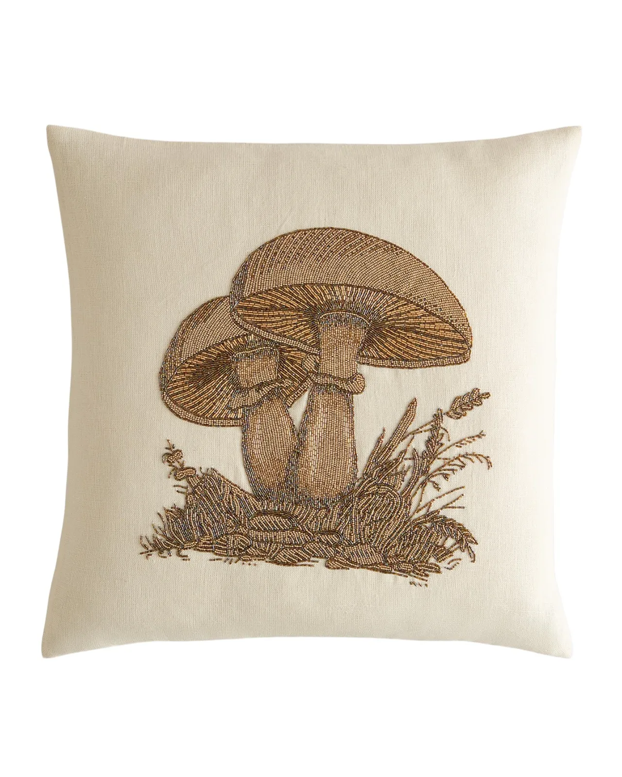 Jonathan Adler Botanist Mushrooms Beaded Pillow, 22" Square