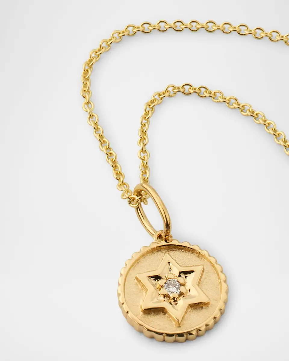 Sydney Evan 14K Yellow Gold Tiny Baby Star of David Coin Charm Necklace with Diamond | Thumbnail 3 Sydney Evan 14K Yellow Gold Tiny Baby Star of David Coin Charm Necklace with Diamond | Thumbnail 3