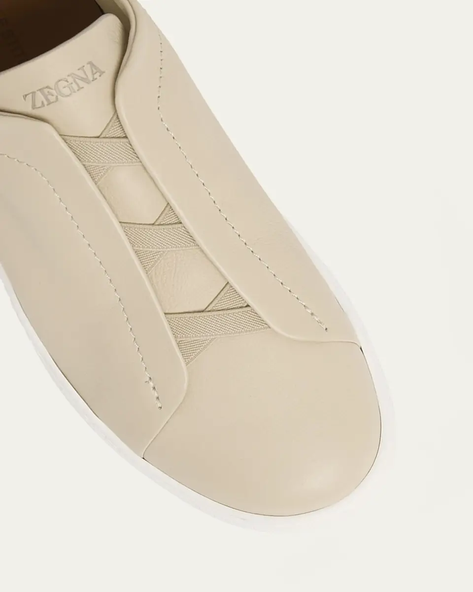 ZEGNA Men's Triple Stitch Deerskin Leather Slip-On Sneakers | Thumbnail 7