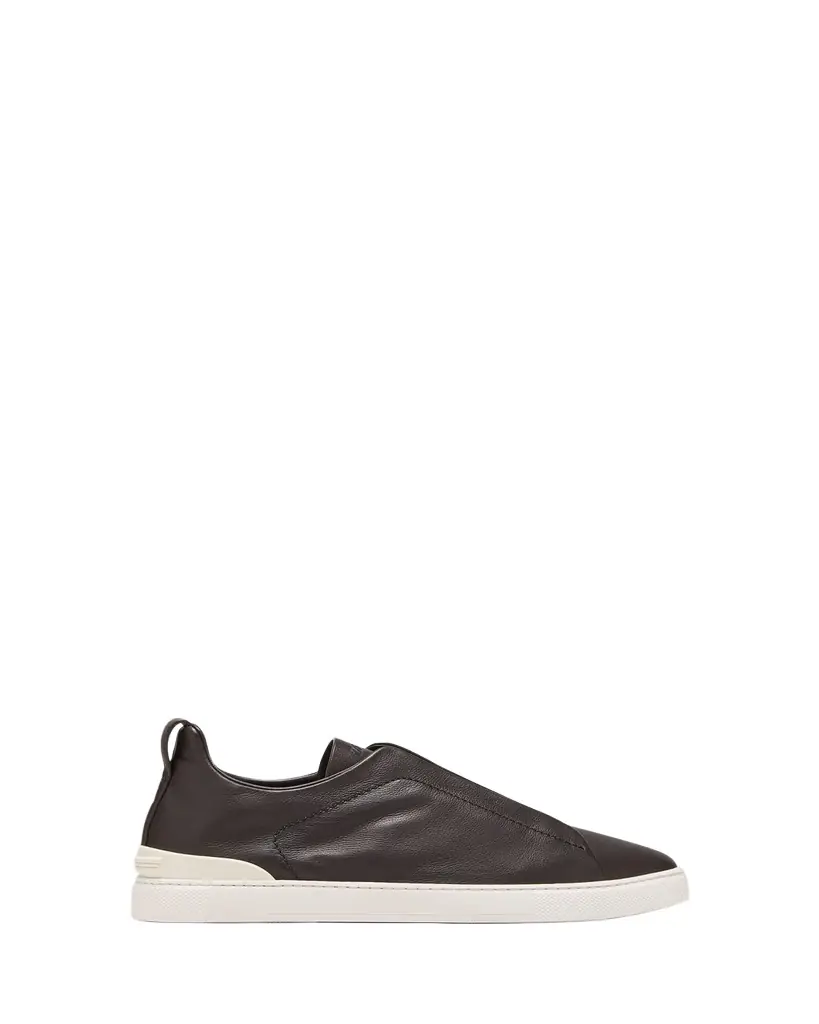 ZEGNA Men's Triple Stitch Deerskin Leather Slip-On Sneakers | Image 1 ZEGNA Men's Triple Stitch Deerskin Leather Slip-On Sneakers | Image 1