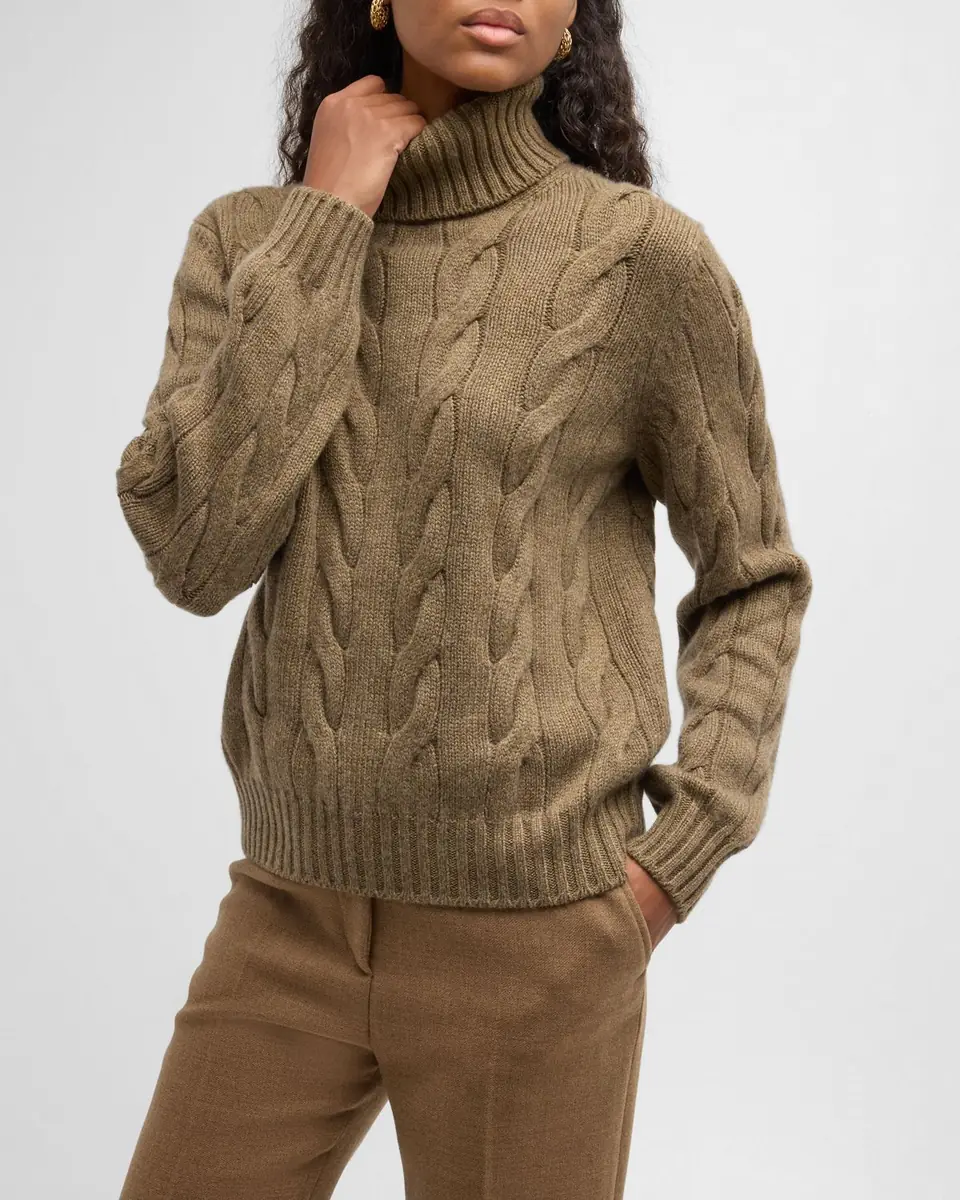 Loro Piana Napier Cable-Knit Cashmere Turtleneck Sweater | Thumbnail 7 Loro Piana Napier Cable-Knit Cashmere Turtleneck Sweater | Thumbnail 7