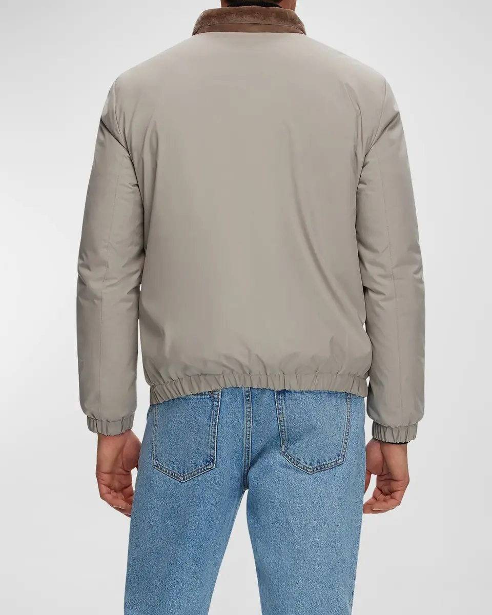 Gorski Men's Lamb Shearling Lined Bomber Jacket | Thumbnail 4 Gorski Men's Lamb Shearling Lined Bomber Jacket | Thumbnail 4