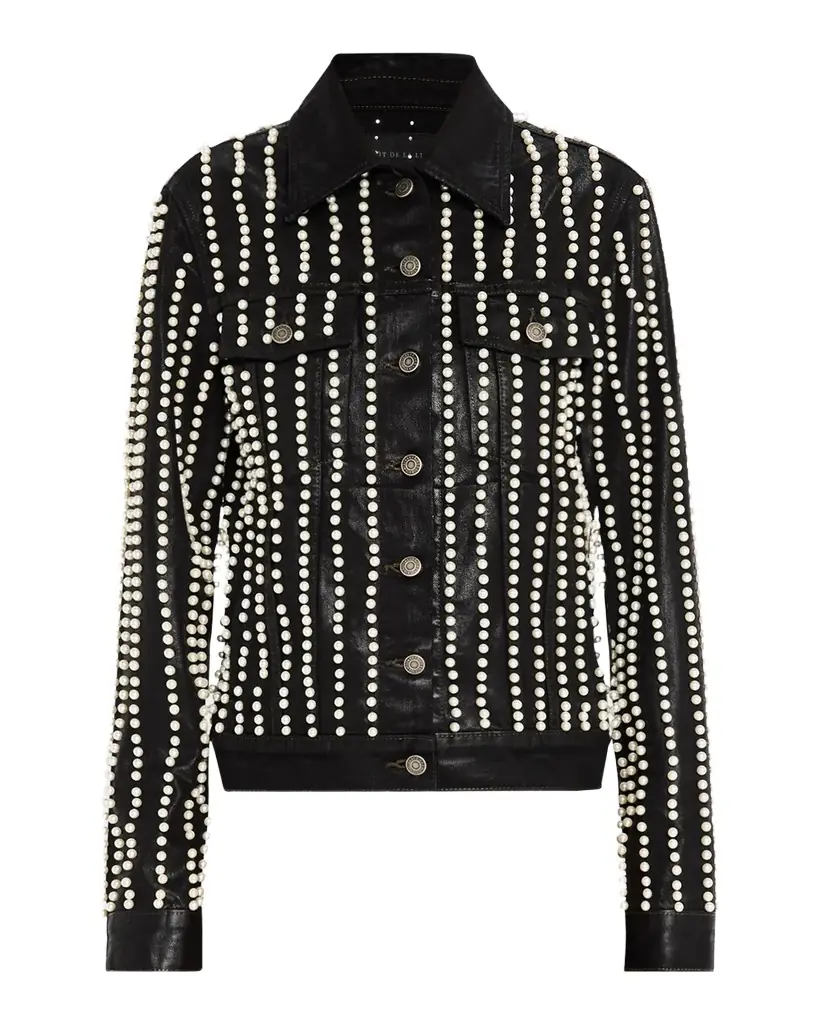 Coût De La Liberté Johnny Embellished Coated Denim Trucker Jacket | Image 1 Coût De La Liberté Johnny Embellished Coated Denim Trucker Jacket | Image 1