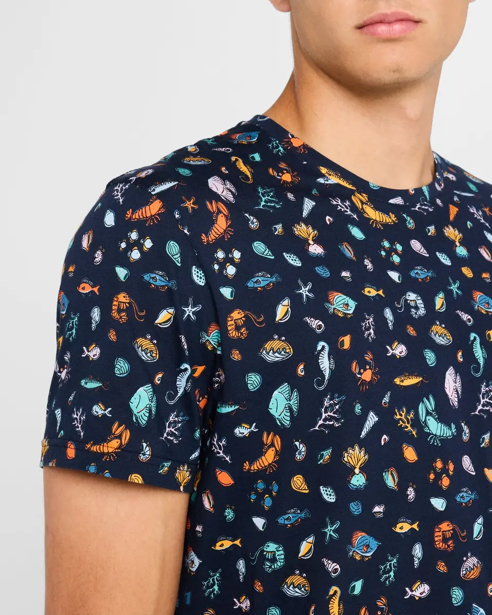 Derek Rose Men's Robin Sea Creatures Print Crewneck T-Shirt | Thumbnail 5 Derek Rose Men's Robin Sea Creatures Print Crewneck T-Shirt | Thumbnail 5