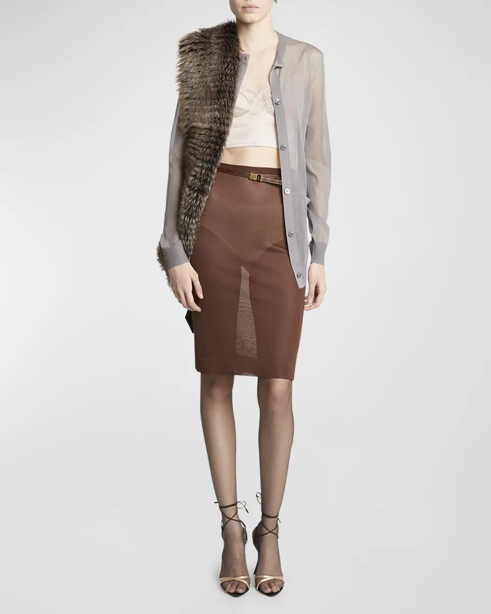 Saint Laurent Lamb Fur & Cashmere Scarf | Thumbnail 2