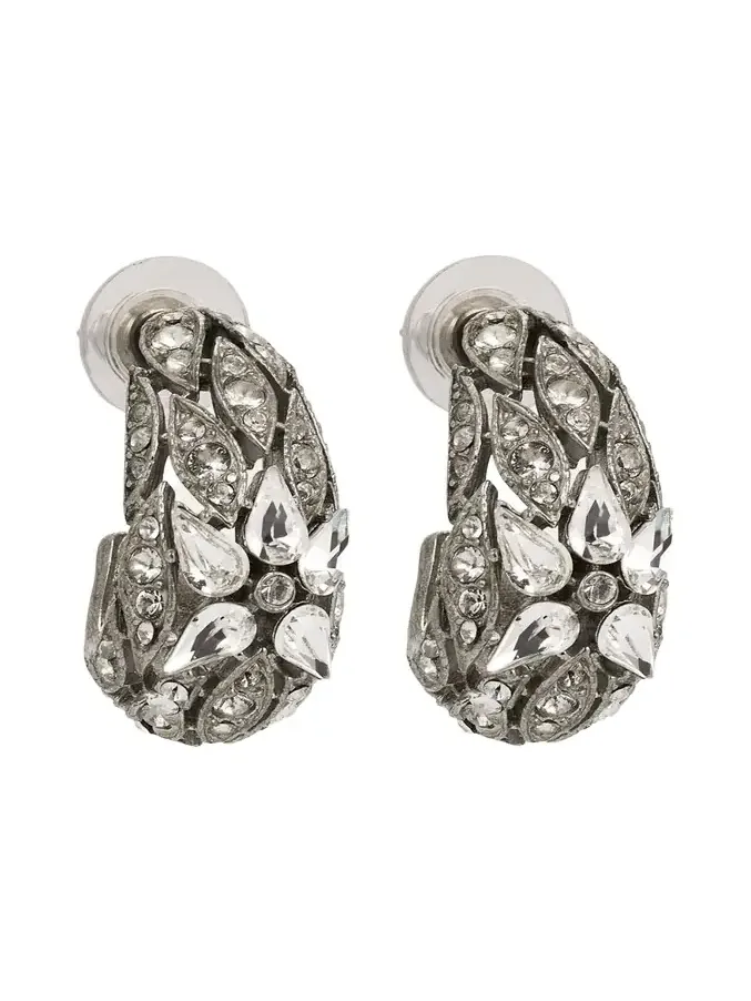Silver Crystal Hoop Earrings