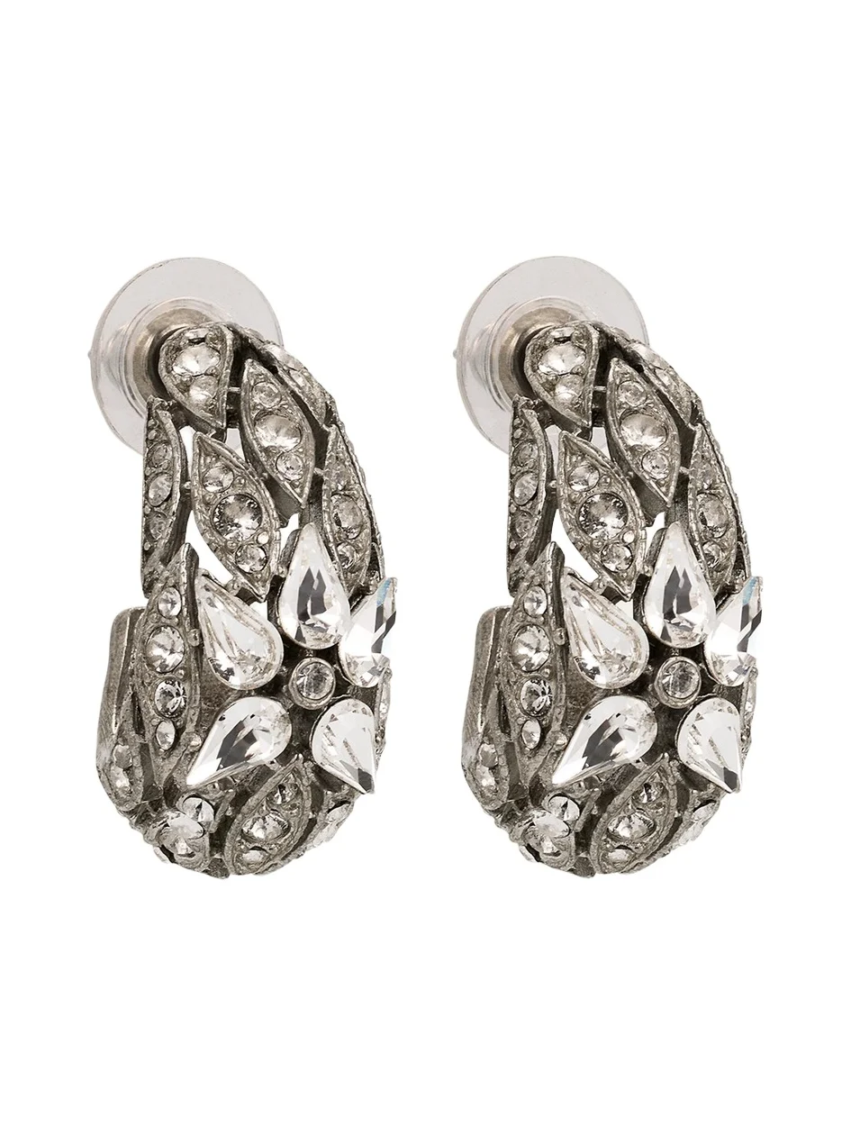 Silver Crystal Hoop Earrings
