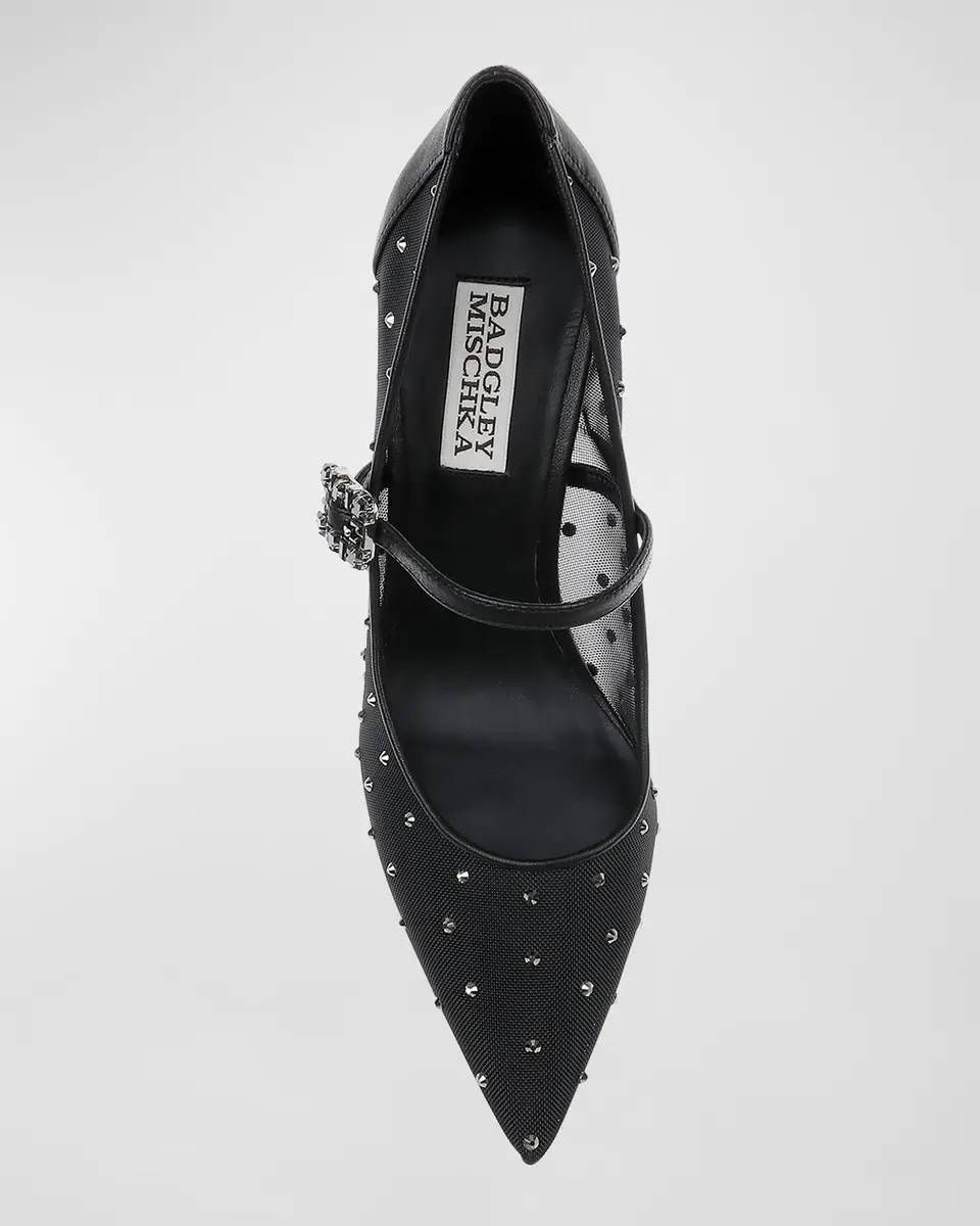 BADGLEY MISCHKA Antonia Crystal Mesh Mary Jane Pumps | Thumbnail 3 BADGLEY MISCHKA Antonia Crystal Mesh Mary Jane Pumps | Thumbnail 3