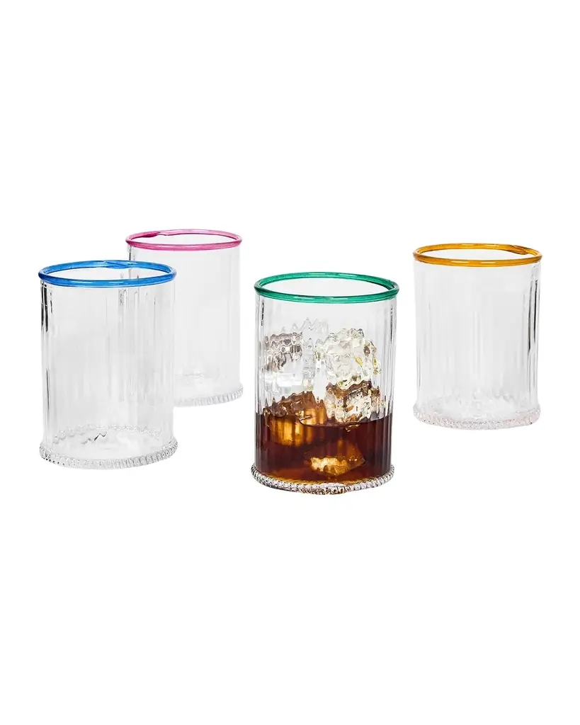 Juliska Nell Assorted 14 oz. Double Old-Fashioned Glasses, Set of 4