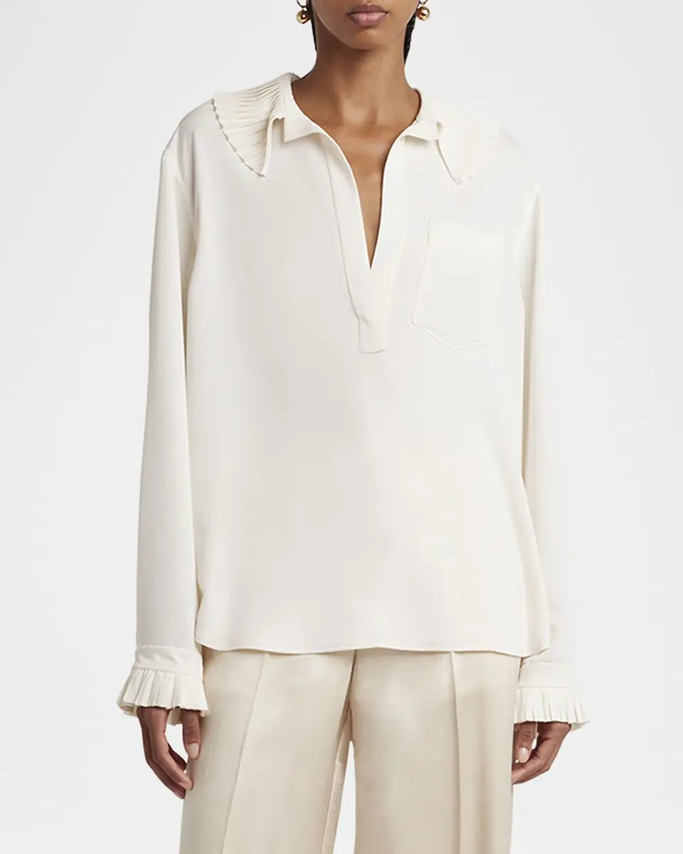 Philosophy di Lorenzo Serafini Pleated Ruffle Collared Blouse | Thumbnail 4