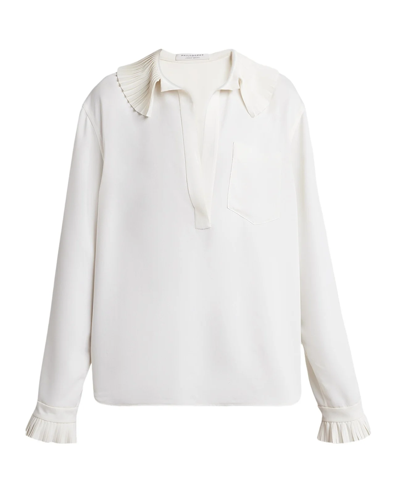 Philosophy di Lorenzo Serafini Pleated Ruffle Collared Blouse