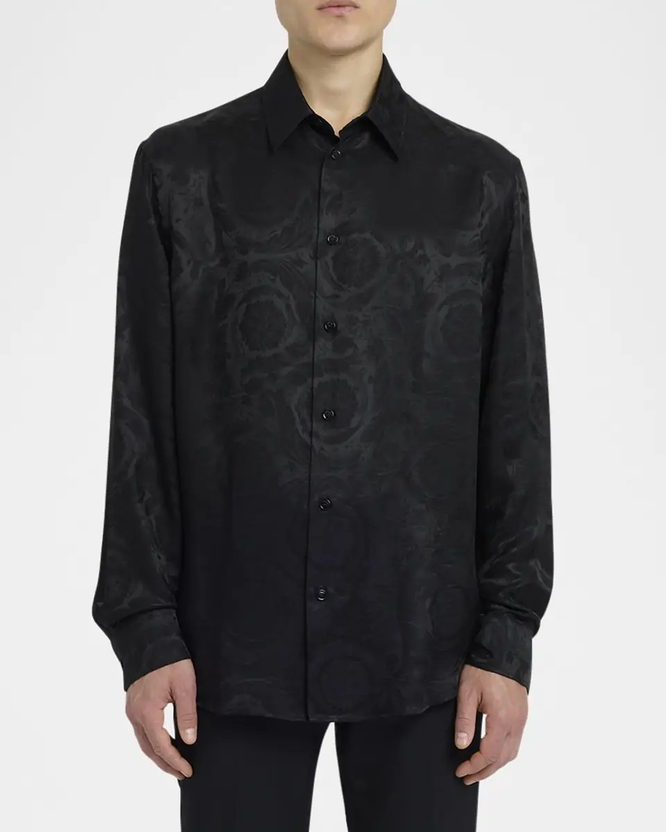 Versace Men's Barocco Jacquard Dress Shirt | Thumbnail 2
