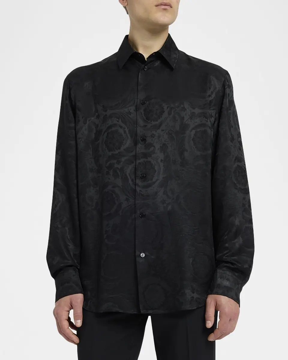 Versace Men's Barocco Jacquard Dress Shirt | Thumbnail 4