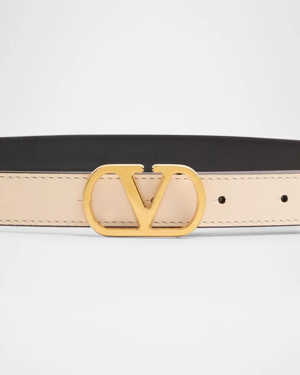 Valentino Garavani VLogo Signature Leather Skinny Belt, 20mm | Thumbnail 2